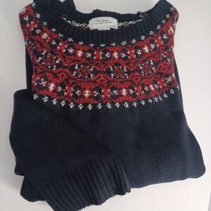 The Vermont Country Store Navy/red Faire Isle Sweater Plus Sz 2X